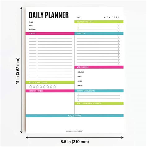 Bliss Collections Daily Planner With 50 Undated 210 X 297 Mm Tear Off