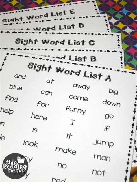 Printable Sight Words List Dolch Sight Words And Frys List Sight