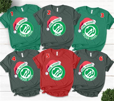 Custom Girl Scout Christmas Shirtscout Troop Number Christmas Etsy
