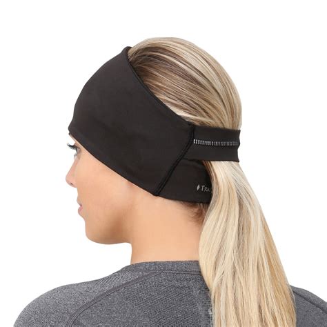 Trailheads Adrenaline Series Womens Performance Ponytail Headband Black