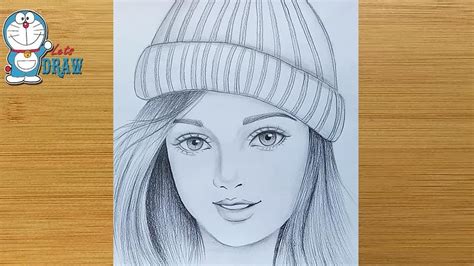 How To Draw A Girl Wearing Winter Cap For Beginners Pencil Sketch