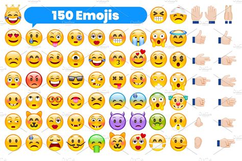Set Of 150 Emojis ~ Graphics ~ Creative Market