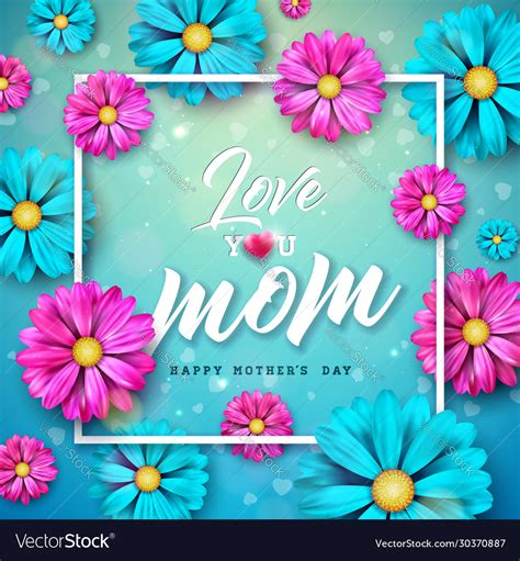 Happy Mothers Day Greeting Card Design With Flower