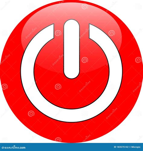 Shutdown Button Red Color Crystal With Shutdown Icon Symbol Stock