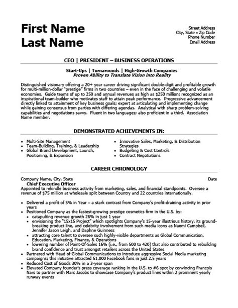 As an accomplished and successful executive with extensive leadership experience in the business sector, i. CEO President Resume Template | Premium Resume Samples ...