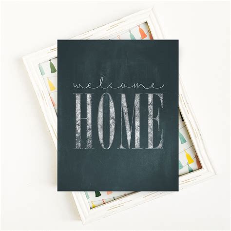 Welcome Home Wall Art Typography Poster Chalkboard Poster Entryway