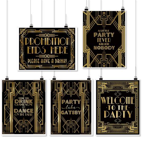 Roaring 20s Art Deco Posters Photo Booth Props Signs 16x12inch A3 5