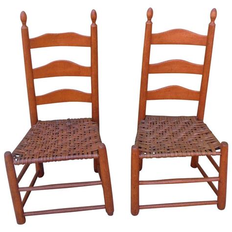 18th century spanish ladderback chair. Pair of Shaker Style Ladderback Chairs For Sale at 1stdibs