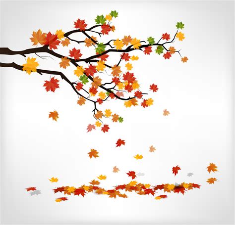 Autumn Branch With Falling Leaves 5488961 Vector Art At Vecteezy