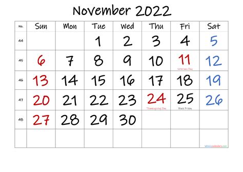 October 2022 Printable Calendar With Holidays 6 Templates