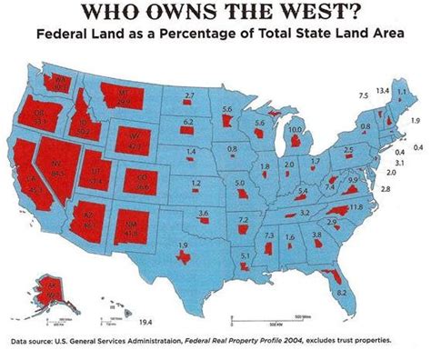 Usa Federal Land As A Percentage Of Total State Land Area 557 X 453