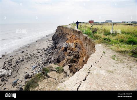 Sea Storm Tidal Coastal Erosion At Skipsea Holderness Yorkshire East