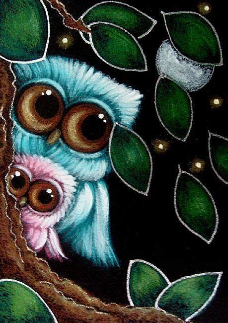 Owls On A Windy Night By Artist Cyra R Cancel Cute Owls Wallpaper