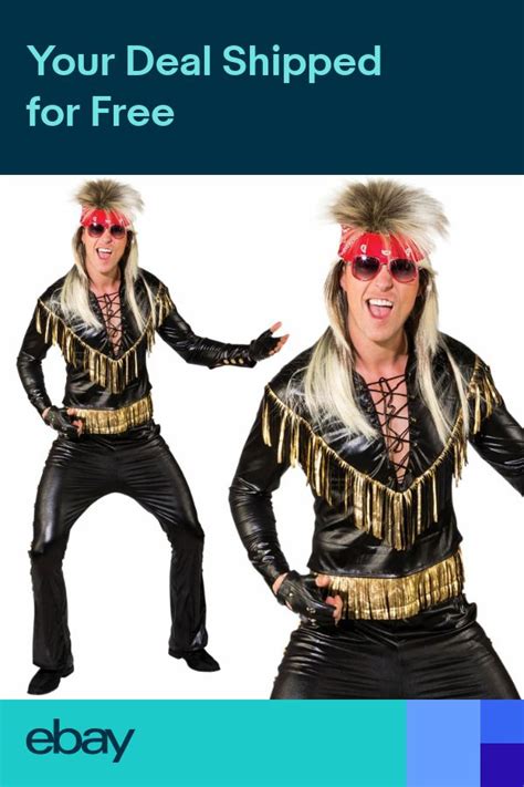 Mens Rock Star Costume 80s Glam Rocker Music Fancy Dress Outfit