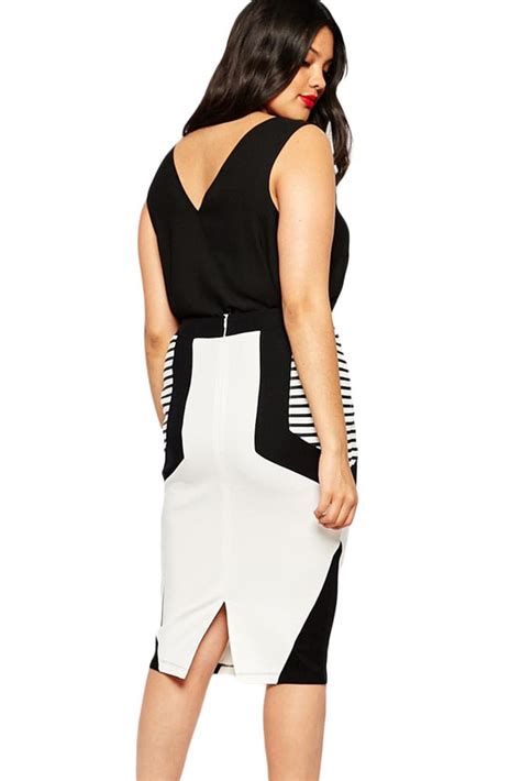 Women Summer Stripe Detail Plus Size Pencil Skirts Online Store For Women Sexy Dresses