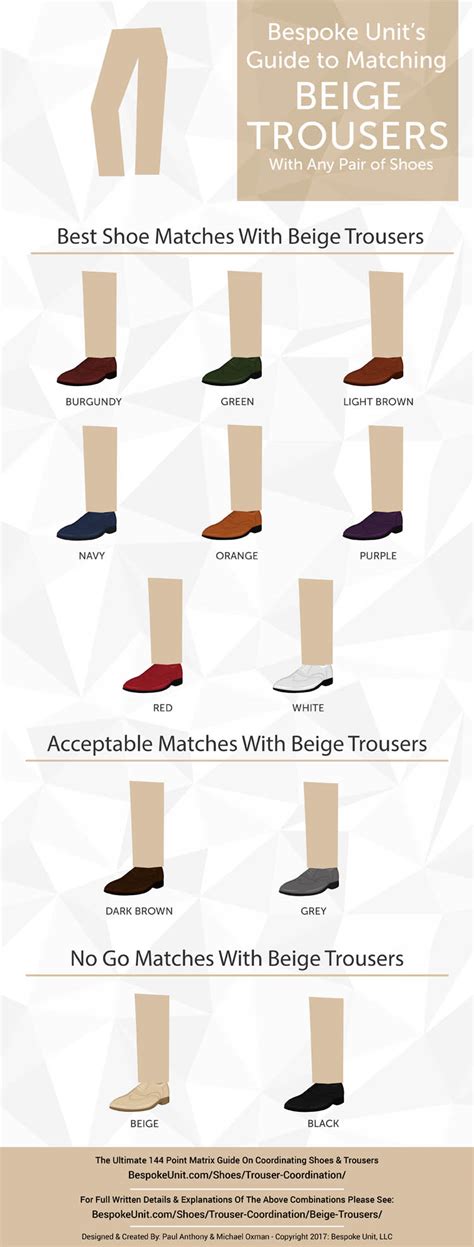 There are many options to wear shirts with camel colored pants, depends on your colour preference, mood and occasion to be honest. How To Pair Beige Trousers With Different Color Shoes ...