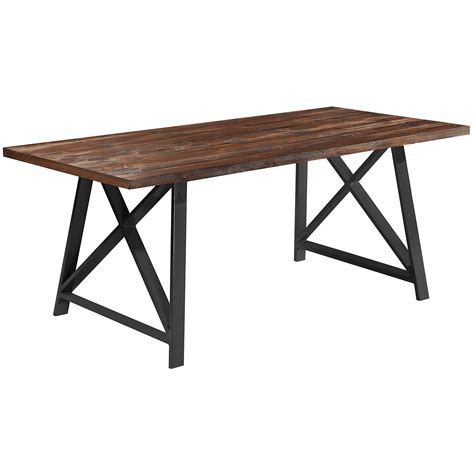 Assembly required due to the nature of timber and. 2xhome - Dark Wood - Modern Wood Table Grey Steel Metal ...