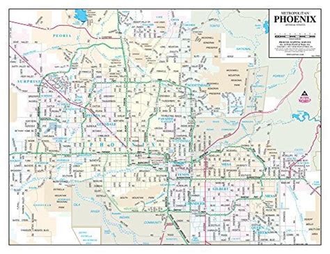 Metropolitan Phoenix Freeways And Highways Desktop Map Gloss Laminated