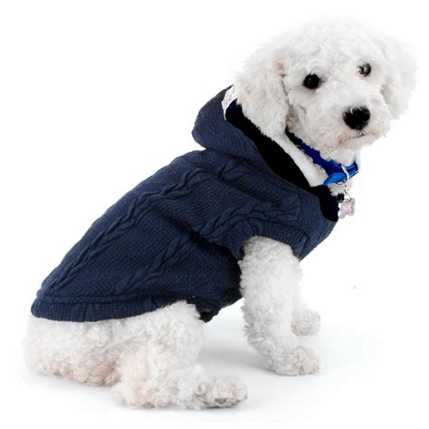 Dog Knitted Sweater Coat Fleece Hoodies Warm Winter Clothes For Small
