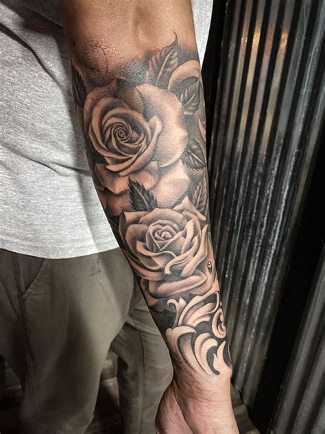 Roses Flowers Tattoo Forearm Half Sleeve Man Artofit