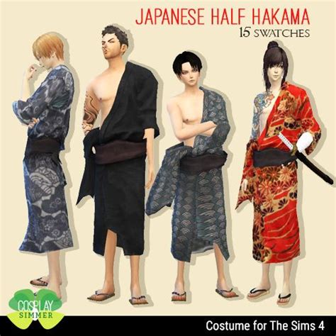 Japanese Male Half Hakama Costume For The Sims 4 Spring4sims Sims 4