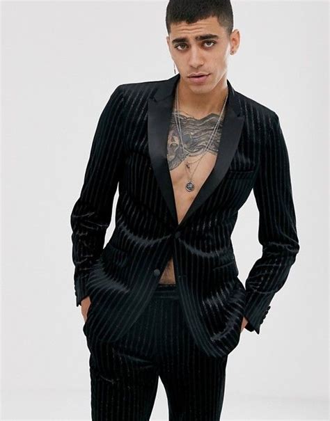 Asos design wedding slim suit waistcoat in light grey. ASOS DESIGN skinny suit in glitter velvet stripe | ASOS ...