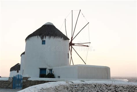 Greek Traditional Windmill In The Greek Island Of Mykonos Stock Image