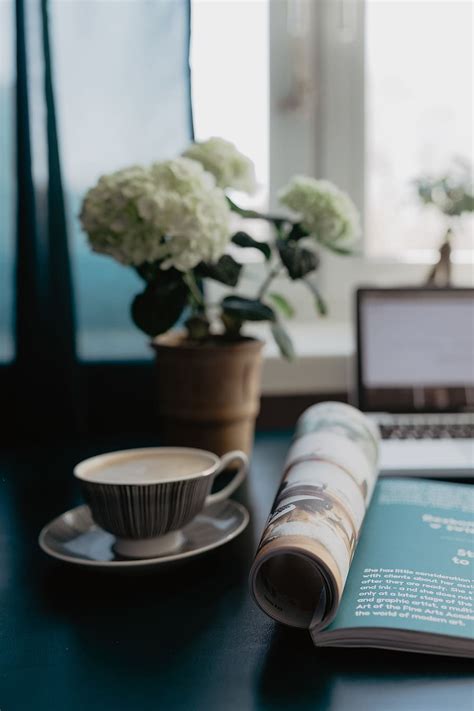 Reading A Magazine Workspace Desk Reading Magazine Time Break