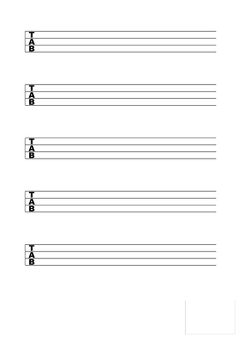 Printable Blank Bass Tabs Music Instrument