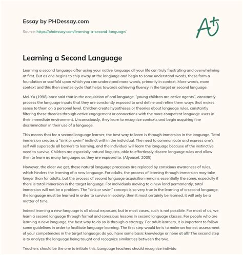Learning A Second Language PHDessay Com