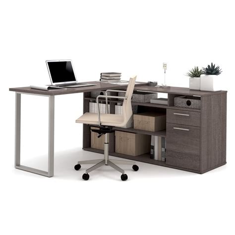 Bestar Solay L Shaped Desk In Bark Gray 29420 47