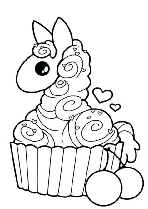 Unicorn Cupcakes Coloring Pages