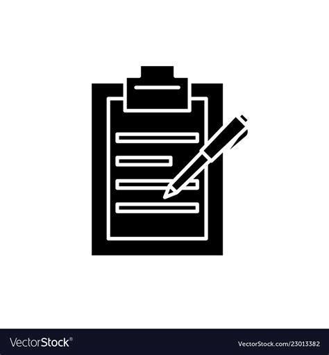 Report Writing Black Icon Sign On Isolated Vector Image