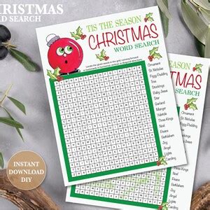 Christmas word search find fun printable game christmas holiday activity for kids & adults