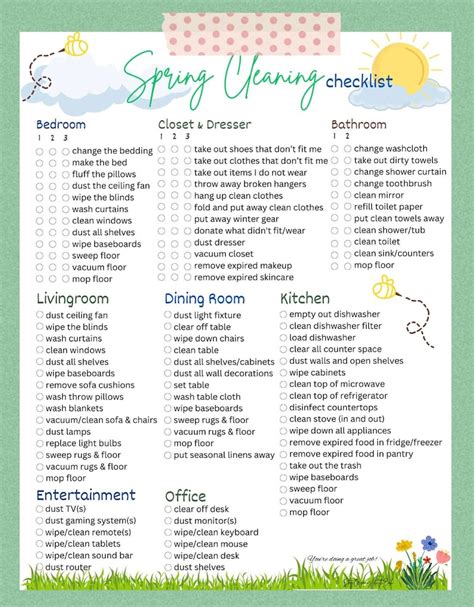 Ultimate Spring Cleaning Checklist Etsy