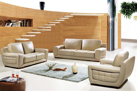 Lioni Modern Sofa Set In Beige Italian Leather Free Shipping Modern Furniture Living Room