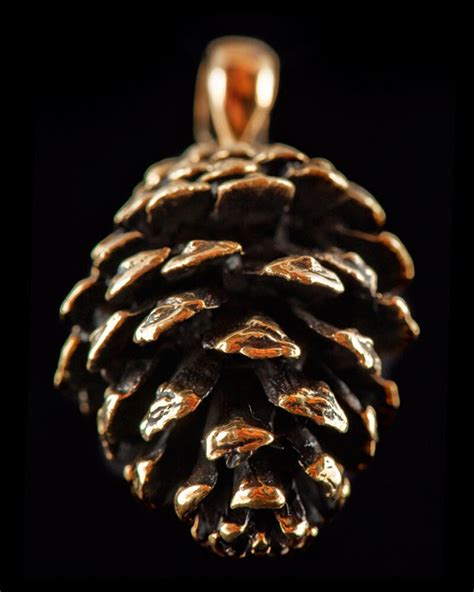 Pine Cone Charm With Chain 98 Cm Brass Acorn Pendant Etsy