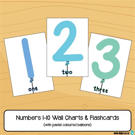 Little One Flashcards And Wall Charts Numbers 1 10 Pastel Coloured