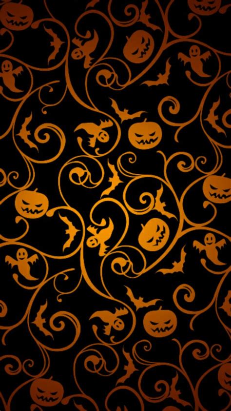 Halloween Pumpkin Vines Ghosts Bats Cellphone Wallpaper Locks Screen