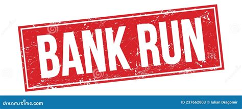 Bank Run Text On Red Grungy Rectangle Stamp Stock Illustration
