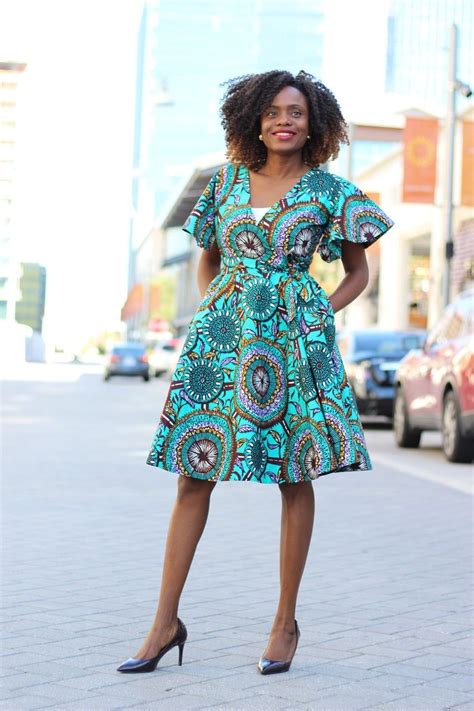 Cecey African Print Wrap Dress Teal Etsy African Print Dresses African Design Dresses