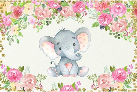 Assorted baby cards set 3. 7x5FT Gold Coins Pink Poeny Flowers Elephant Baby Shower ...