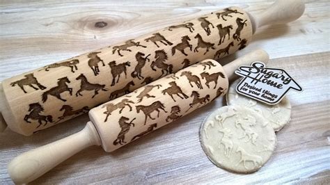 Rolling Pin Wooden Laser Cut Stylish Horses Racehorses Etsy
