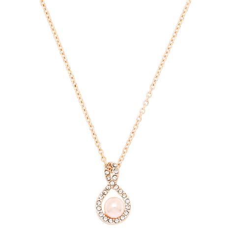Rose Gold Pearl Pendant Necklace Blush Claires