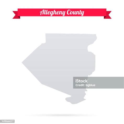 Allegheny County Pennsylvania Map On White Background With Red Banner