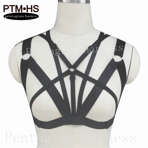 Pentagram Harness Womens Sexy Bondage Body Harness Cage Bra Black