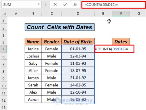 How To Count Number Of Cells With Dates In Excel 7 Ways Exceldemy