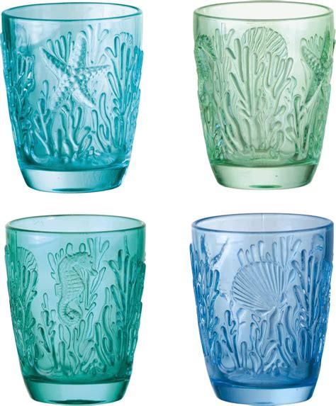 artland marine tumblers set of 4 glass multi coloured tumbler glass uk home