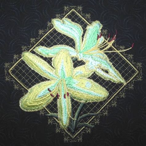 Lilies N Lace Quilt Kenny Kreations Machine Embroidery Etsy