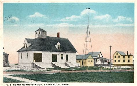 Vintage Postcard 1921 Us Coast Guard Station Building Brant Rock